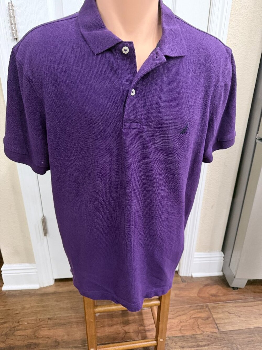 Nautica Mens Large Polo Shirt Purple Classic Fit 100% Cotton Embroidered Logo